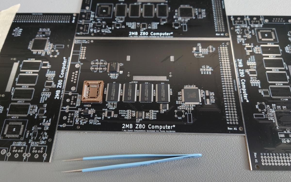 The eZ80 board with all the parts placed