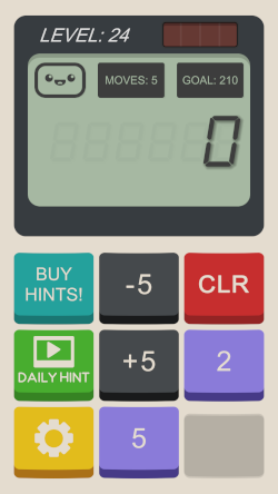 Game Screen Showing a calculator with up to 5 operation buttons with operator constants baked in.